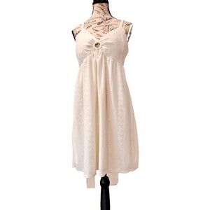 Women XXL Babydoll White Mini Dress Eyelet Stretchy NWT Lined Flowy Light Straps